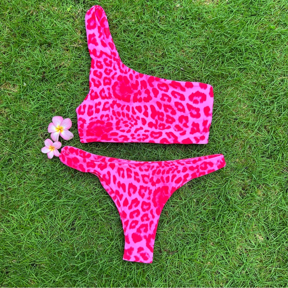 MIKOH Bikini in Leopard Punch size XSmall Top | Medium Bottom